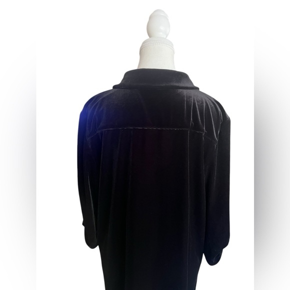 Calvin Klein Blouse Size Large Black Velvet Button Up Whimsigoth Witchy Holiday - Picture 8 of 12